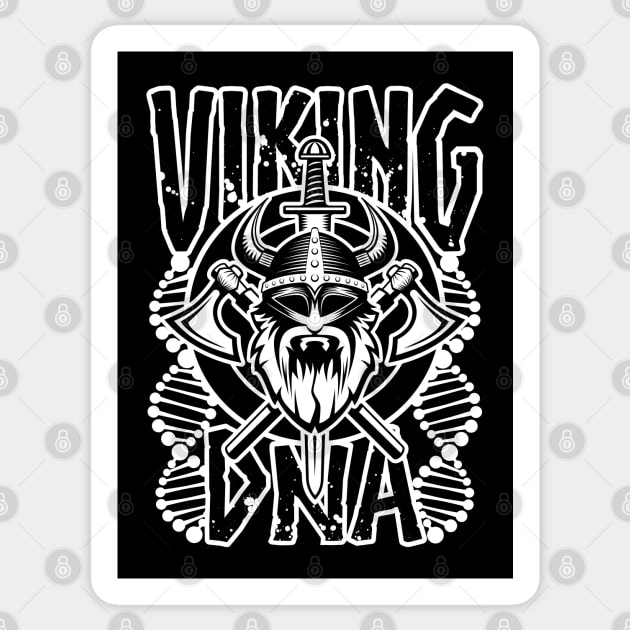 Viking DNA. Viking ancestry design with axe, sword and shield with DNA strands Sticker by RobiMerch